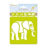 Avenue Mandarine 42442MD Set (mit 6 Schablonen, 15 x 15 cm, geeignet für Kinder ab 3 Jahre, für Filz- und Farbstifte, Farben oder Farbbomben, Tiere der Savanne) 6er Pack