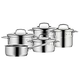 WMF Mini Topfset Induktion klein 5-teilig, Kochtopf Set mit Metalldeckel, Cromargan Edelstahl, Töpfe Set stapelbar, ideal für k