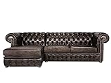 moebel-eins Chesterfield Echtleder Ecksofa Links Birmingham, antikb