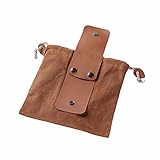 woyada Canvas-Hüfttasche mit Lederbezug, faltbar, strapazierfähig, mit Kordelzug, Obstpflücke, Werkzeugtasche für Camping, Wandern, Pilzpflücken, S