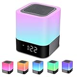 Bluetooth Lautsprecher mit Licht Nachttischlampe Touch Dimmbar Wecker Nachtlicht RGB Farbwechsel LED Tragbarer Bluetooth Lautsprecher Stimmungslicht Tischlampe Geschenke für Mädchen Kinder Teenag