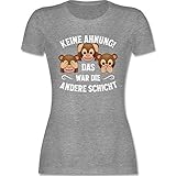 Sprüche Statement mit Spruch - Keine Ahnung das war die andere Schicht Affen weiß - L - Grau meliert - Tshirt AFFE Damen - L191 - Tailliertes Tshirt für Damen und Frauen T-S