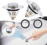 Universal Edition Stainless Steel Bullet Core Push Type, Push-Type Bounce Core Pop Up Bathroom Ablaufgarnitur Waschbecken, with Basket Built-in Anti-Clogging Strainer for Drain Holes (2Pcs)