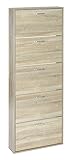 ts-ideen Schuhschrank Regal Schuhkipper XXL Bad Flur Diele Standregal Holz Eiche 5 Fächer ex