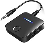 Bluetooth Adapter Sender/Receiver 5.0, Tragbarer 2 in 1 Transmitter Empfänger Adapter HiFi Audio mit 3.5 mm AUX, Geeignet für Car/TV/Headset/PC/Heim Stereo Freisprechanrufe, Niedrige L