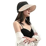 Visor Cap Damen Mädchen Breite Krempe Sonnenhut Mit Schirm Sonnenvisor Faltbar Sonnenschutz Schirmkappe Sonnenschild Sommerhut Empty Top Strohhut mit KlettverschlussStrandvisor Visoren D