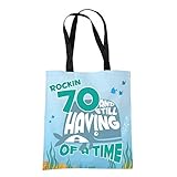 Einkaufstasche zum 70. Geburtstag, für Damen und Herren, Rockin 70 lustige Canvas-Eink
