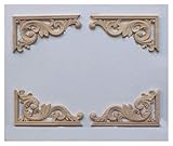 Holz geschnitzte Applikationen Handwerk Holz Zierleiste dekorativ für Wohnmöbel, Massivholz Applique Inlay Unlackierte Möbel Betttür Abziehbilder, Holzschnitzerei Holz Trime Formtier dek