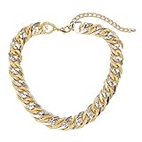 Harilla Kubanische Kette Schwerer Luxus Starke Chunky Geschenkzubehör, Mode, Miam, i Bling Long Link Schmuck Hip Hop Halsketten Halsband für Party Frauen - C