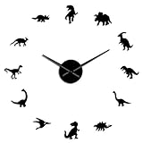 Jurassic Dinosaurier Wandkunst T-Rex DIY Große Wanduhr Kinderzimmer Dekoration Riesige Ungerahmte Wanduhr Dino Moderne Uhr Uhr-Schwarz_47 Z