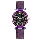 TianWlio Für Kinder Mädchen Klassische Damenuhren Anxiom Quarz Uhren Digitale Uhr rugge Uhren Lederarmband Cute Style vereinfachte Waage kleine Uhr Herren Armbanduhr Mini (Purple, One Size)