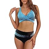 Badeanzug Damen Bauchweg Frau Bademode Badeanzüge Tankinis Tankini mit Hotpants Badebekleidung Zweiteilig Streifen Mehrfarbig Tankini mit Oberteile und Badeshorts Beachwear Swimsuits Beachw