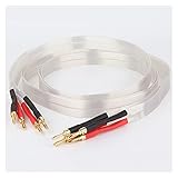 Jinrong Breadboard Jumper Wires Neues HiFi Audio-Lautsprecherkabel OFC Silber überzogener Lautsprecherdraht Hi-End-Lautsprecherkabel mit vergoldetem Bananenstecker Überbrückung