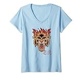 Damen Chinesisches Sternzeichen Jahr des Tigers Tattoo-Stil T-Shirt mit V