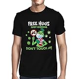 1Tee Mens Free Hugs, Just Kidding Don’t Touch Me T-S
