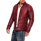 RYTEJFES Steppjacke Herren Leicht Schwarz Daunenjacke Winter Warm Stehkragen Jacke Baumwoll Reißverschluss Jacke mantel Übergangsjacke Outdoorjacke Winterjacke W