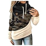 VESNIBA Pulli Damen Hoodies Damen Pullover Kapuzenpullover Sweatshirt Pulli Zweifarbige Longsleeve Tops Doppelte Kapuzenpulli Casual（Schwarz_a28,M）