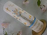 Taufkerze Geburtstagskerze Lebensbaum gold türkis handmade Wachs Taufkerzen für Junge Mädchen 250/70 mm mit Name und D