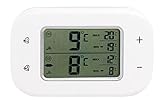 Rosenstein & Söhne Kühlschrank Alarm: Digitales Kühl- & Gefrierschrank-Thermometer, 2 Funk-Sensoren, weiß (Kühlschrankthermometer mit Alarm)