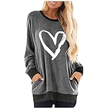 HHOP Tuniken Damen Sommer Tunika lang damenshirts lässig Langarm lose Pullover Rollkragen rosa v Ausschnitt Damen Oberteil floryday Pullover Damen Sommer Oberteile Damen damenblusen große größ