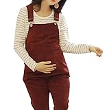 Lässig Hose Hosenträger Frauen Umstandsmode - Multi Tasche Verstellbarer Schwangerschaft Träger Overall Hose Latzhose (Rot,L)