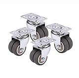 WAOUY 2 Zoll/ 50mm Bewegliche Lenkrollen Für Möbel-Schwenkplatte, Doppelfeststellbremse, Industrie- Hochleistungsrollen Gummi- Schwenkplattenrolle 350 Kg (Color : B)
