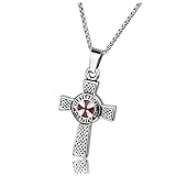 Zysta Herren Damen Edelstahl Tempelritter Schmuck - Keltisches Kreuz Anhänger Kette Keltischer Knoten Halskette Malta Kreuz Kette Amulett MIT 24' Kette Punk Biker für Geschenk (Tempelritter)