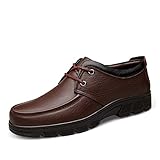 WUNONG Herren Pu. Leder Oxford Wingtips Pull Tap Lace Up Stil Runde Zehenschuh Anti Slip Business (Color : Brown Cotton Lace Up, Size : 45)