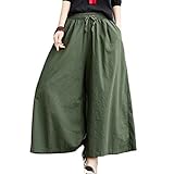 BAIXIAOCHI Damen-Hosen Mit Weitem Bein, Neue Lockere Sommer-DüNne Baumwoll-Leinen-BeiläUfige All-Match-Lose Culottes-H