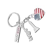 Amosfun Amerikanischer Unabhängigkeitstag Keychain 4. Juli Nationaltag USA patriotischer Schlüsselring Metallschlüsselring New York