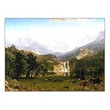 Liuqidong Leinwand Wandkunst Kunst Wandbilder für Wohnzimmer Poster Gemälde American Albert Bierstadt Indian Landscape 60x90