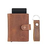 ACEBEY Geldbörse Herren Leder mit Münzfach I Kartenetui und RFID Schutz I 100% Echtleder inkl. Schlüsselanhänger I Slim Wallet, Portemonnaie Herren, Kreditkartenetui, Geldbörse I Vintage B