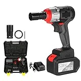 Mibee Akku-Schlagschrauber 380 Nm bürstenloser Drehmomentmotor mit 1/2 und 5/16 Zoll Schnellspannfutter 6.0A Schnellladegerät Multifunktions-Schlagsatz mit variabler Geschwindigkeit, Gürtel und Trag