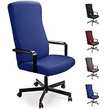 Bürostuhl bezug Bürostuhlabdeckung Stuhlhussen Drehstuhl Bezug Moderne Stuhl Überzug Sessel Cover Elastische Waschbar Stuhlhussen Set für die Bürostuhl Computer Schreibtischstuhl (Blau, L)