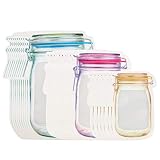 Mason Jar Zipper Bags,Lebensmittelbeutel Einmachglas,Mason Bag,Lebensmittel Aufbewahrungsbeutel Wiederverwendbare, Mason Bag Versiegelt zum Backen von Keksen Snacks Süßigkeiten (30PCS)