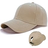 LIVACASA Basecap Damen Pferdeschwanz Baseball Cap Waschbar Hut Atmungsaktiv Cappi Sonnenhut Sonnenschutz Mädchen Kappe Schirmmütze Einheitsgröße Cappy Baseballkappe Kopfumfang 52-61cm Beig