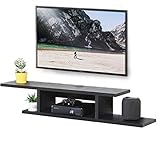 FITUEYES TV Board mit Offenen Fächern, Lowboard Hängeschrank, Medienkonsole, Holz, Schwarz, DS211801WB
