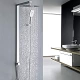 Homelody eckig Duschsystem ohne Armatur Duschset mit Messing Wasserseparator Regenduschset Duschsäule mit 3 Funktion Kopfbrause Handbrause set für B