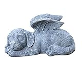 Hengqiyuan Haustier Gedenkstatue Hundeengel Dekoration Grabstein Engelfiguren Friedhof Deko Outdoor Garten Harz Dekorative Skulptur,12×6.5×5.5