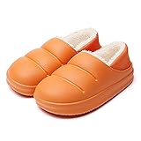 YANANN Hausschuhe Wärme Bequem Pantoffeln Atmungsaktive Baumwollpantoffeln warme Kaschmirwolle Winter neues Wort ziehen weiblich ziehen-Orange_36/37