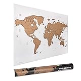 ewtshop® Rubbel-Weltkarte, 60 x 40 cm mit Marker und Schaber, Weltkarte zum Rubb