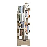 HOMCOM Bücherregal mit 10 Fächer und Schublade, Standregal, Eckbücherregal, E1 Spanplatte, 46 x 20 x 151