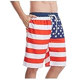 Adamoka Flaggenhose Strand Kurz Herren Unabhängigkeit Druck Tag Amerikanische Herren Hosen, mehrfarbig, XL