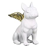 Casablanca Figur Flying Bulli Poly weiß/goldfarben Hund matt weiß mit Flügeln goldfarben glänzend H: 16 cm B: 9 cm T: 12cm 89332