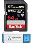 SanDisk 64GB SDXC SD Extreme Pro Memory Card UHS-II Works with Fujifilm X-T3, X-T2, X-T1 Mirrorless Camera 300MB/s 4K V30 (SDSDXPK-064G-ANCIN) Plus 1 Everything But Stromboli 3.0 SD/Micro Card R