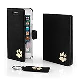 SURAZO Gold Pfote - Leder Geschenkset Handy Schutzhülle, Geldbörse, Schlüsselring - Farbe Schwarz Vintage Kollektion für LG G5 (5,30 Zoll)