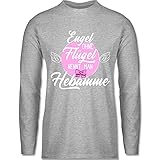 Shirtracer Beruf und Job Geschenke - Engel ohne Flügel nennt Man Hebamme - rosa - M - Grau meliert - Fun - BCTU005 - Herren Lang