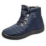 Dorical Winterstiefel Damen Winter Schneestiefel Warm Gefüttert Boots Knöchelhohe Stiefel Ankle Boots Flache Schlupfstiefel rutschfest Winterschuhe Schnü