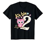 Kinder Geburtstagsshirt Eule 2 Geburtstag Mädchen 2 Jahre Ich bin 2 T-S