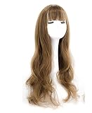 Perücken Lange lockige, Lange gewellteblonde synthetische Perücken mit ​Pony Hitzebeständige perücken 26inches für Frauen Party oder täg